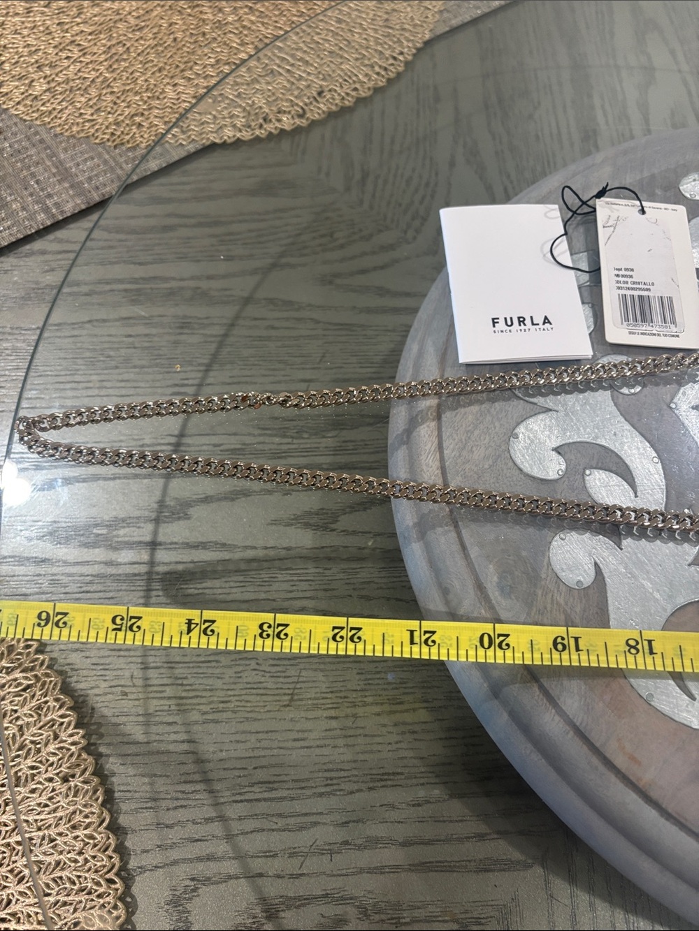New Furla Light Gray Saffiano Leather Crossbody with Gold Chain/hardware & dusty - Picture 10 of 13
